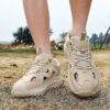 Cut Out Mesh Sneakers Breathable Ventilation Summer Walking Shoes Lightweight Chunky Platform Trainers Casual Outdoor Footwear