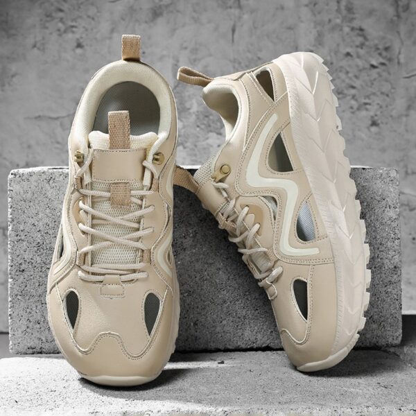 Cut Out Mesh Sneakers Breathable Ventilation Summer Walking Shoes Lightweight Chunky Platform Trainers Casual Outdoor Footwear