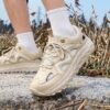 Cut Out Mesh Sneakers Breathable Ventilation Summer Walking Shoes Lightweight Chunky Platform Trainers Casual Outdoor Footwear