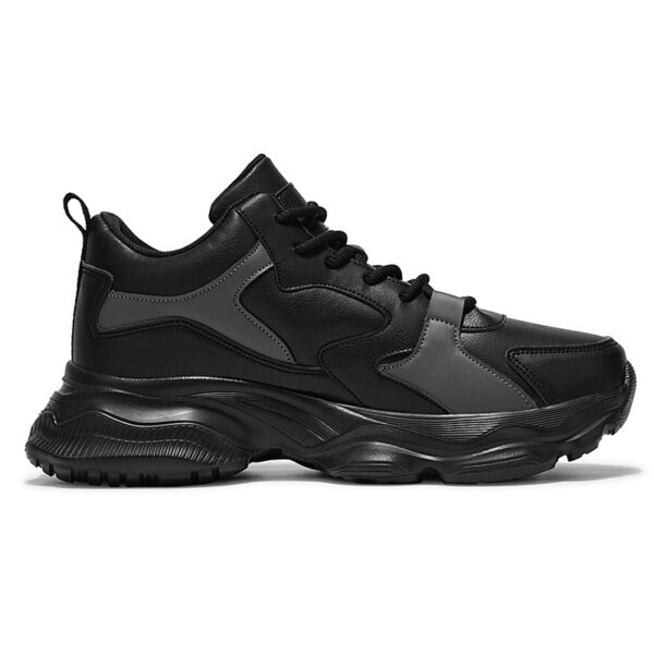 Walking Shoes Mens PU Leather Fashion Sneakers with EVA Cushioning Rubber Anti Slip Sole for Daily Wear Black Sizes 47 and 50