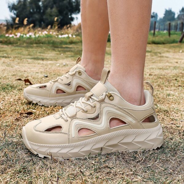 Cut Out Mesh Sneakers Breathable Ventilation Summer Walking Shoes Lightweight Chunky Platform Trainers Casual Outdoor Footwear