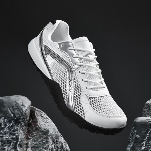 US 13 14 EU 47 48 Mesh Running Shoes Ultra Breathable Athletic Walking Sneakers Women Metallic Silver Gym Workout Tennis Shoes