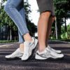 US 13 14 EU 47 48 Mesh Running Shoes Ultra Breathable Athletic Walking Sneakers Women Metallic Silver Gym Workout Tennis Shoes