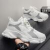 Walking Shoes Mens PU Leather Fashion Sneakers with EVA Cushioning Rubber Anti Slip Sole for Daily Wear Black Sizes 47 and 50
