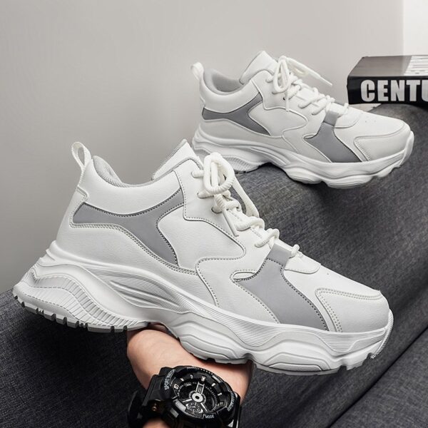 Walking Shoes Mens PU Leather Fashion Sneakers with EVA Cushioning Rubber Anti Slip Sole for Daily Wear Black Sizes 47 and 50
