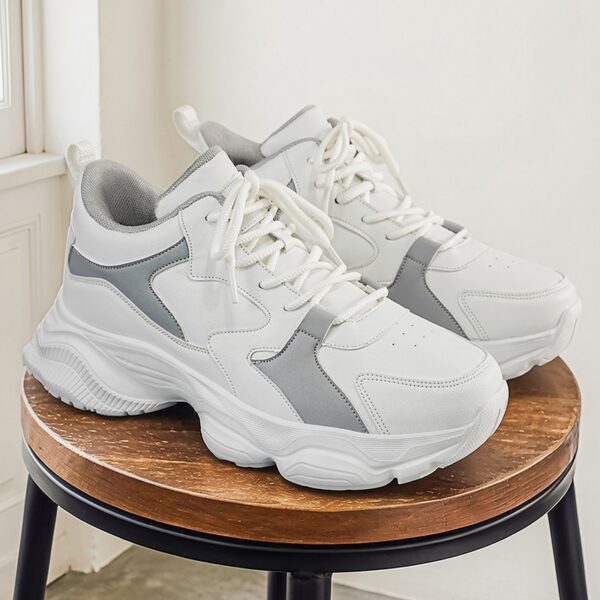 Walking Shoes Mens PU Leather Fashion Sneakers with EVA Cushioning Rubber Anti Slip Sole for Daily Wear Black Sizes 47 and 50
