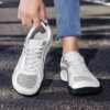 US 13 14 EU 47 48 Mesh Running Shoes Ultra Breathable Athletic Walking Sneakers Women Metallic Silver Gym Workout Tennis Shoes